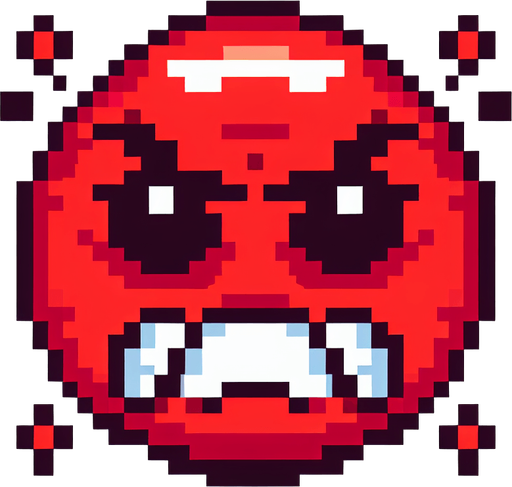 pixel art of a red angry reaction emoji.