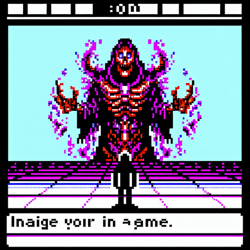 evil wraith, 1st person perspective, I want the art style to reflect a classic 16-bit retro pixel art aesthetic, reminiscent of early 1990s RPGs with vibrant colors.
Single Game Texture. In-Game asset. 2d. Blank background. High contrast. No shadows.