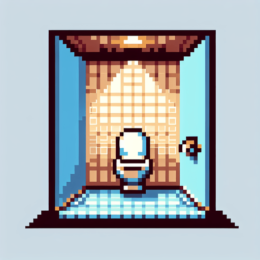 minimalist bathroom. pixelated. 8-bit.
Single Game Texture. In-Game asset. 2d. Blank background. High contrast. No shadows.