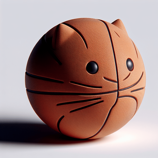 basket ball with cat shape.
Single Game Texture. In-Game asset. 2d. Blank background. High contrast. No shadows.