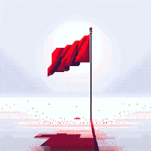 pixel art of a tall, red flag.
2d. white background. High contrast. shadowless.