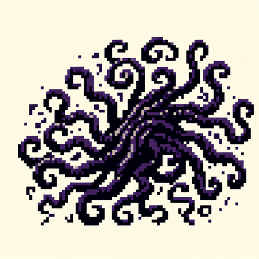 tentacle monster 8 bit.
Single Game Texture. In-Game asset. 2d. Blank background. High contrast. No shadows.
