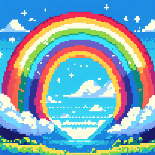 rainbow.
Pixel art.