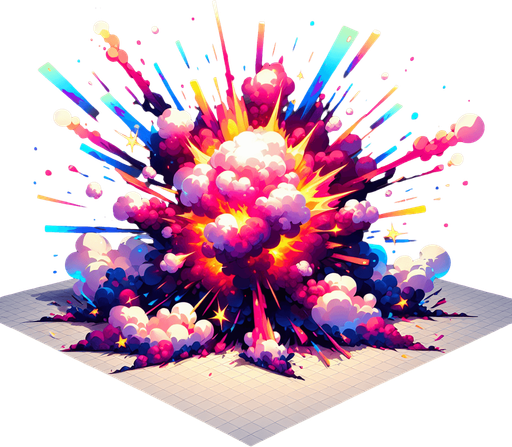 Like a big animated explosion.
Single Game Texture. In-Game asset. 2d. Blank background. High contrast. No shadows.