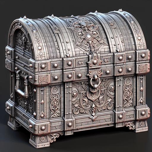 Chest.
Single Game Texture. In-Game asset. 2d. Blank background. High contrast. No shadows.