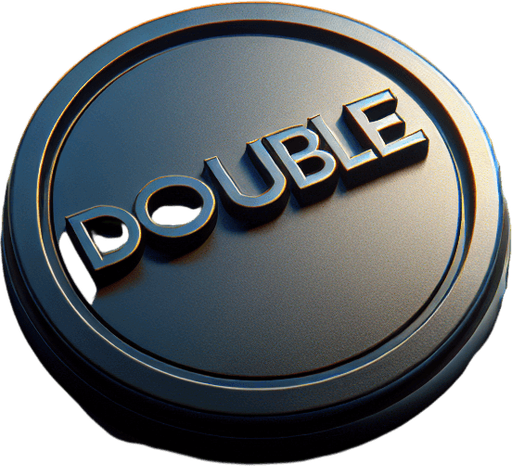 a button that says "double".
Single Game Texture. In-Game asset. 2d. Blank background. High contrast. No shadows.