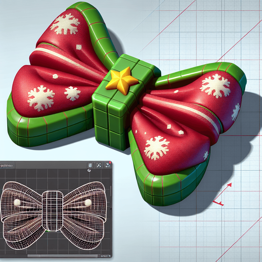 a christmas boe tie. plastic style. Single Game Texture. In-Game asset. 2d. Blank background. High contrast. No shadows.