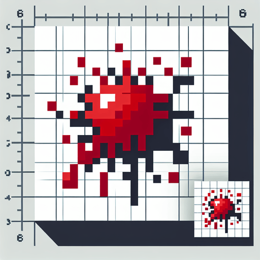 8 bit blood spatter. cartoon. Single Game Texture. In-Game asset. 2d. Blank background. High contrast. No shadows.