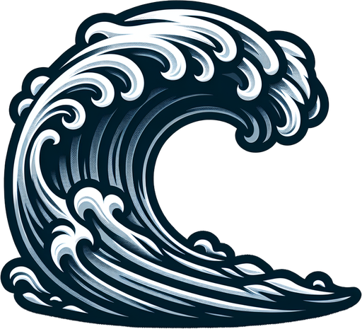 cresting wave.
Single Game Texture. In-Game asset. 2d. Blank background. High contrast. No shadows.