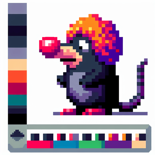 pixel art. mole standing up. clowns nose.
Single Game Texture. In-Game asset. 2d. Blank background. High contrast. No shadows.