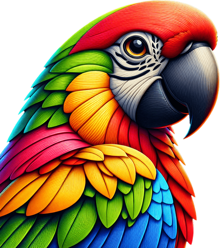 a parrot.
Single Game Texture. In-Game asset. 2d. Blank background. High contrast. No shadows.