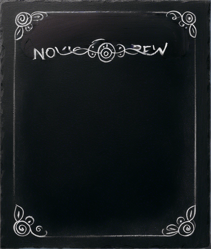 Text "NOVICE BREW" in chalk, handwritten