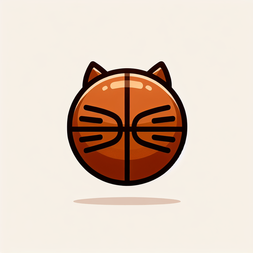 basket ball with cat shape.
Single Game Texture. In-Game asset. 2d. Blank background. High contrast. No shadows.