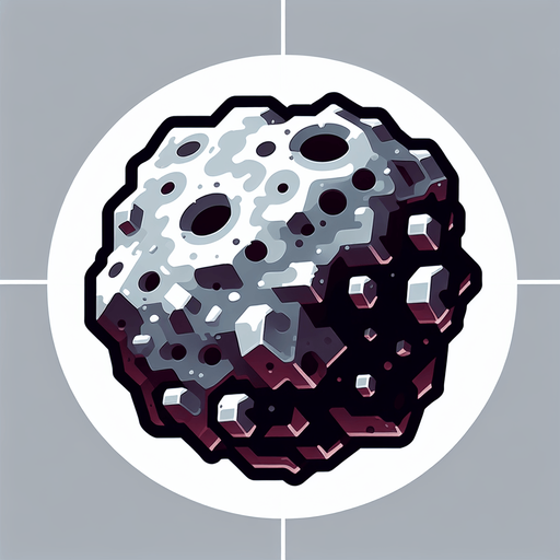 asteroid.
Single Game Texture. In-Game asset. 2d. Blank background. High contrast. No shadows.