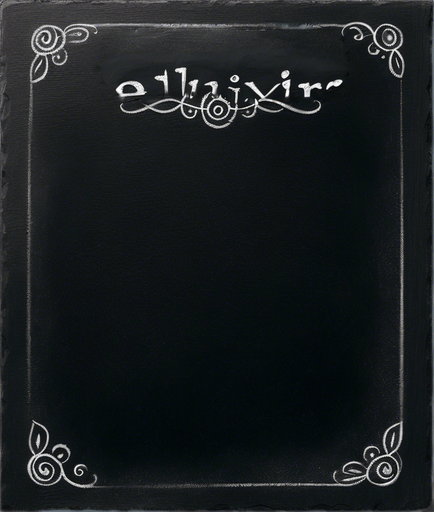 Word "ELIXIR" written in chalk