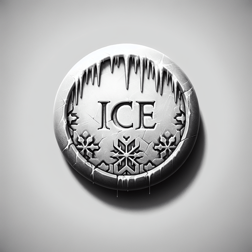 a button that is dripping with icicles that says "ice".
Single Game Texture. In-Game asset. 2d. Blank background. High contrast. No shadows.