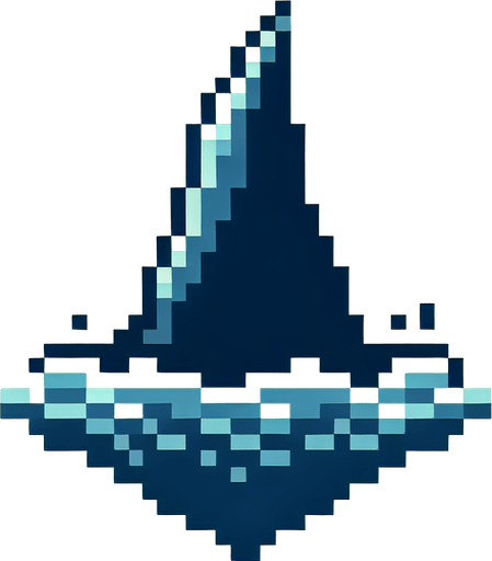 shark fin seen from above. bir-eye perspective view. pixelated 8-bit.
Single Game Texture. In-Game asset. 2d. Blank background. High contrast. No shadows.