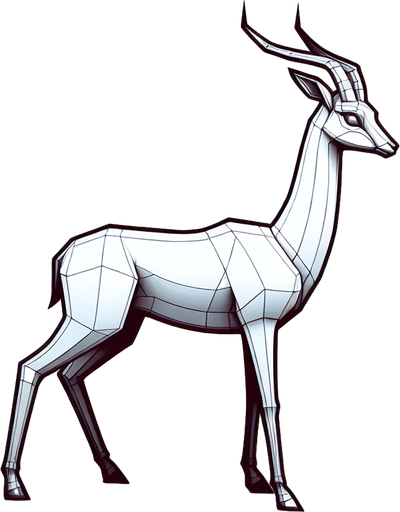 gazelle.
Single Game Texture. In-Game asset. 2d. Blank background. High contrast. No shadows.