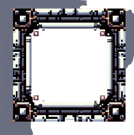 pixel art of a square scifi border.
Single Game Texture. In-Game asset. 2d. Blank background. High contrast. No shadows.