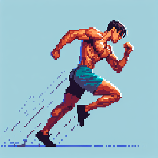 side-view of an athlete. single game sprite, pixel art, blank background.