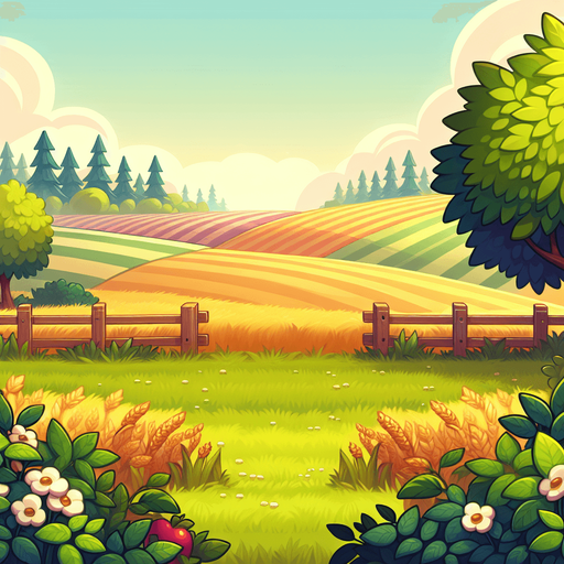 cartoon field background
Single Game Texture. In-Game asset. 2d. Blank background. High contrast. No shadows.