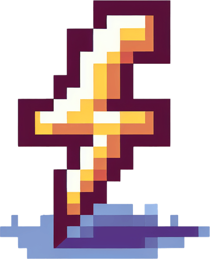 8bit cartoon lighting bolt.
Single Game Texture. In-Game asset. 2d. Blank background. High contrast. No shadows.