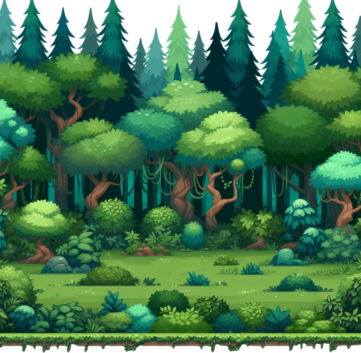 forest backround.
Single Game Texture. In-Game asset. 2d. Blank background. High contrast. No shadows.