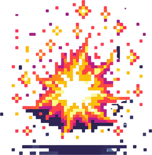 pixel art flame particle.
Single Game Texture. In-Game asset. 2d. Blank background. High contrast. No shadows.