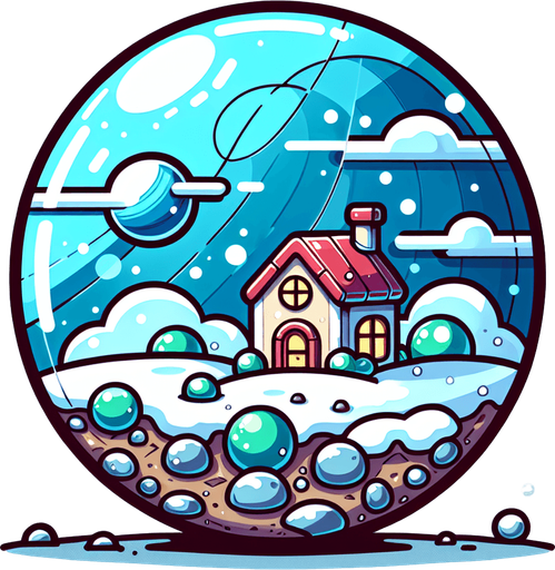 round house planet, cartoon Single Game Texture. In-Game asset. 2d. Blank background. High contrast. No shadows.