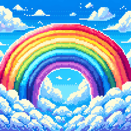 rainbow.
Pixel art.