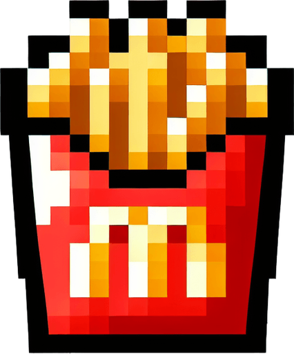 macdonalds fries but with the M letter rotated so it looks like a 3. pixelated. 8 bit.
Single Game Texture. In-Game asset. 2d. Blank background. High contrast. No shadows.