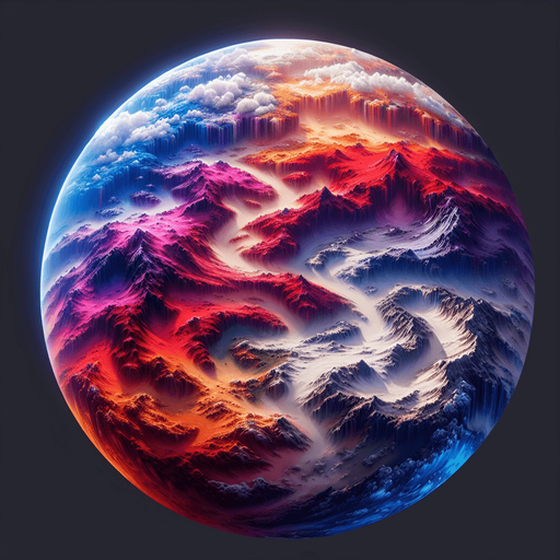 Imagined cosmic planet.
Single Game Texture. In-Game asset. 2d. Blank background. High contrast. No shadows.