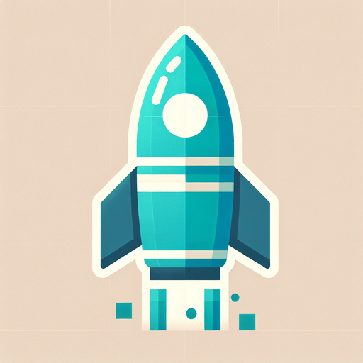 Medium cyan,white coloured rocket.
Single Game Texture. In-Game asset. 2d. Blank background. High contrast. No shadows.