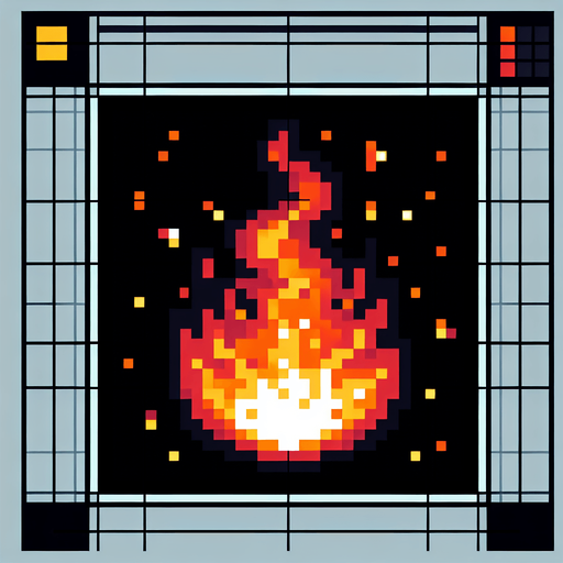 pixel art flame particle.
Single Game Texture. In-Game asset. 2d. Blank background. High contrast. No shadows.