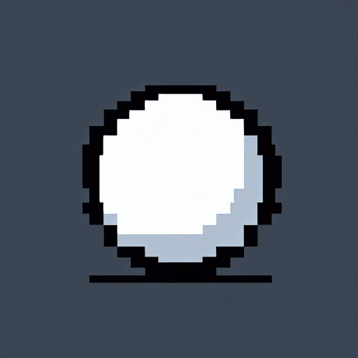 empty 8 bit cartoon white circle.
Single Game Texture. In-Game asset. 2d. Blank background. High contrast. No shadows.