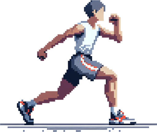 side-view of an athlete. single game sprite, pixel art, blank background.