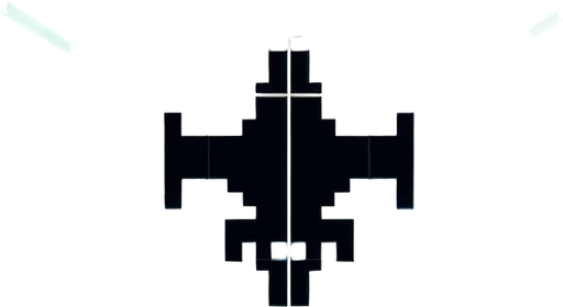 Single enemy spaceship flying straight downwards viewed from above in colour.
Single Game Texture. In-Game asset. 2d. Blank background. High contrast. No shadows.