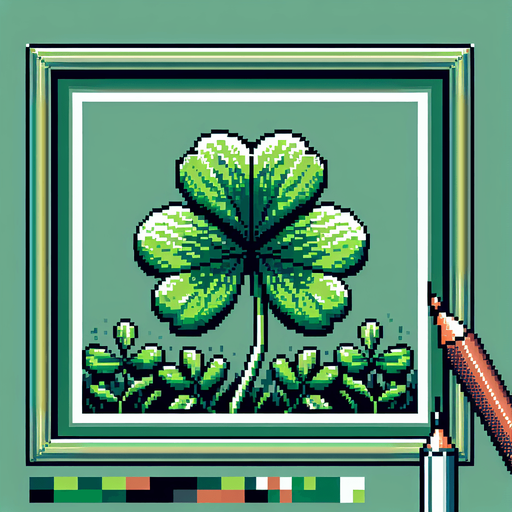 pixel art of a 4 leaf clover.