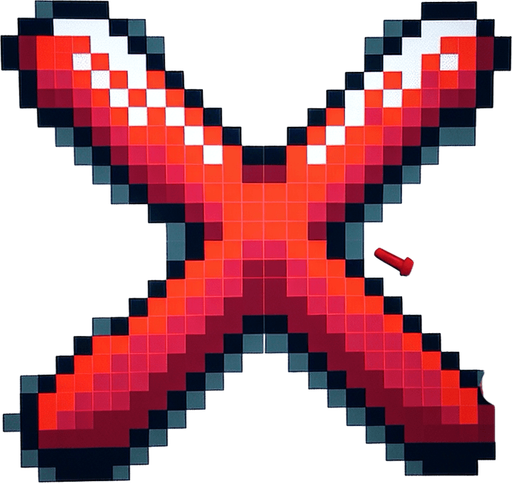 pixel art of red x made from semi-circles.