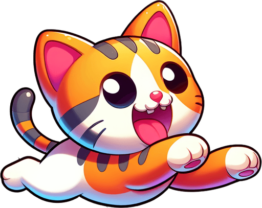 Create a cartoon-style illustration of a Cat. The goal is to capture a lively and playful location. Single Game Texture. In-Game asset. 2d. Blank background. High contrast. No shadows..
Single Game Texture. In-Game asset. 2d. Blank background. High contrast. No shadows.