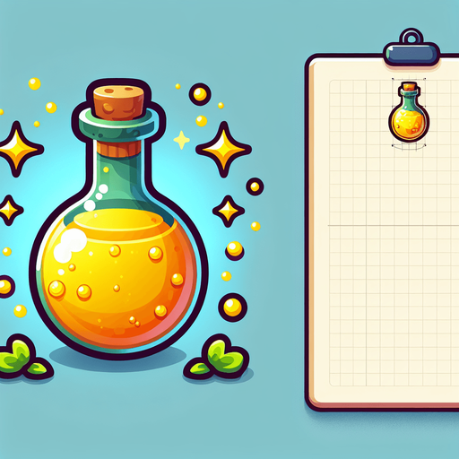 potion magique jaune.
Single Game Texture. In-Game asset. 2d. Blank background. High contrast. No shadows.