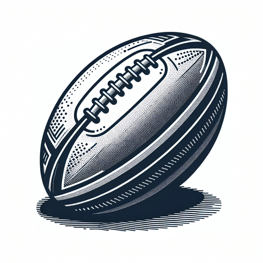 Ballon de rugby.
Single Game Texture. In-Game asset. 2d. Blank background. High contrast. No shadows.