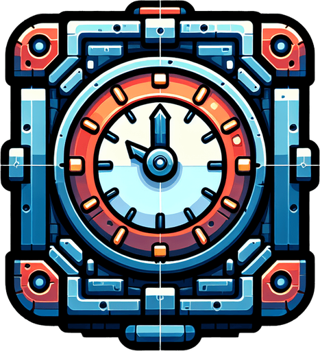 a clock.
Single Game Texture. In-Game asset. 2d. Blank background. High contrast. No shadows.