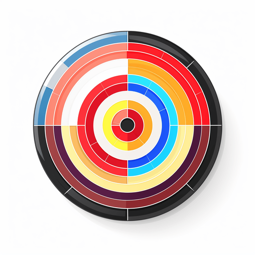 Round powerup icon with bullseye 
Single Game Texture. In-Game asset. 2d. Pixelart. White background. Blank background. Low detail. High contrast.