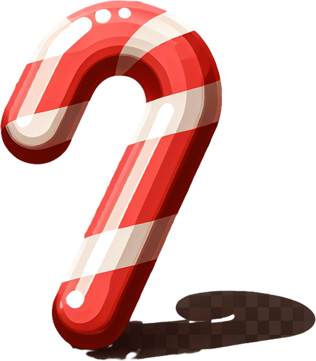 a christmas candy cane. plastic style. Single Game Texture. In-Game asset. 2d. Blank background. High contrast. No shadows.