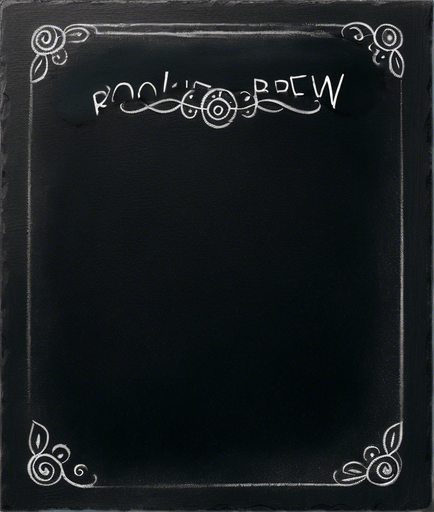 "ROOKIE BREW" handwritten with small capital letters in chalk