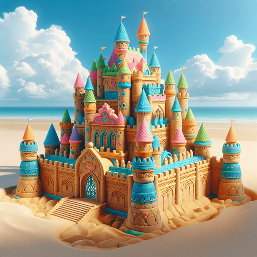 Un château de sable pour enfant.
Image coloré