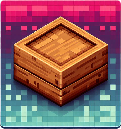 rectangular wooden square holder with round edges. 8-bit pixelated background.
Single Game Texture. In-Game asset. 2d. Blank background. High contrast. No shadows.