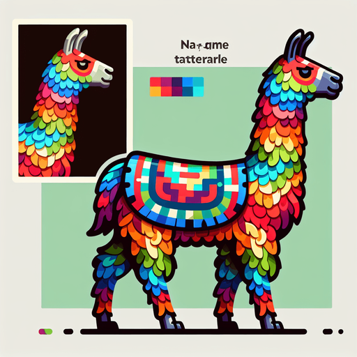 a rainbow llama.
Single Game Texture. In-Game asset. 2d. Blank background. High contrast. No shadows.