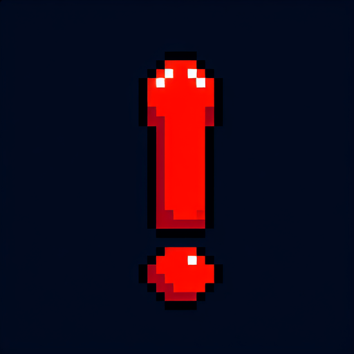 pixel art of red exclamation mark.